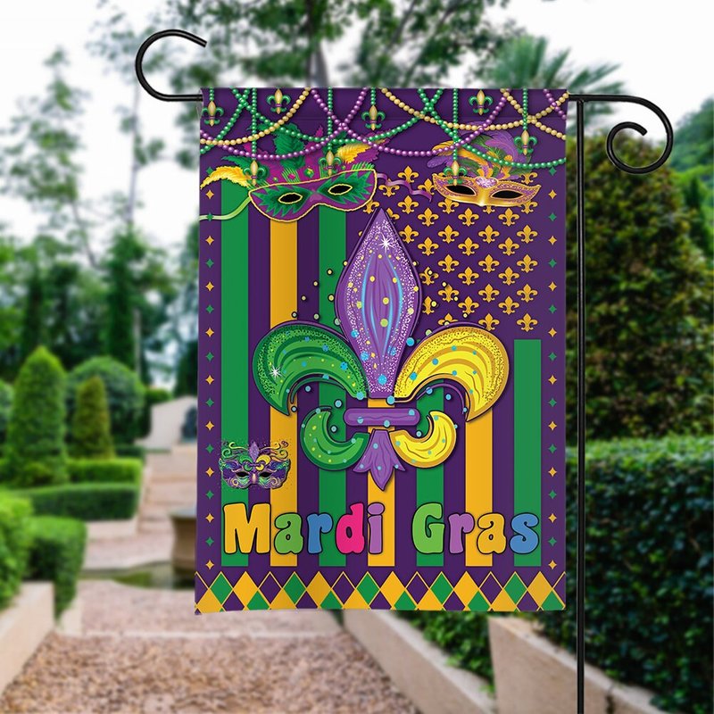 Happy Mardi Gras Double-sided Flag, Mardi Gras Garden Flag — Decorative Flags