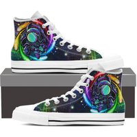 Mens High-top Astronaut Sneakers Lgbtq Galaxy Space Shoes Rainbow Gay Pride Colorful Astronomy Rave Festival Edm High Top Tops Hightops Gift