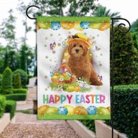 Goldendoodle Dog Happy Easter Garden Flag