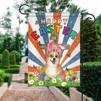 Corgi Dog Happy Easter Happy Easter Garden Flag