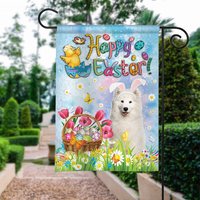 Samoyed Dog Happy Easter Garden Flag — Decorative Flags