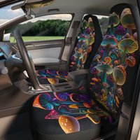 Mushroom Car Seat Covers, Colorful Mushroom Car Seat Cover — Housses de siège de voiture