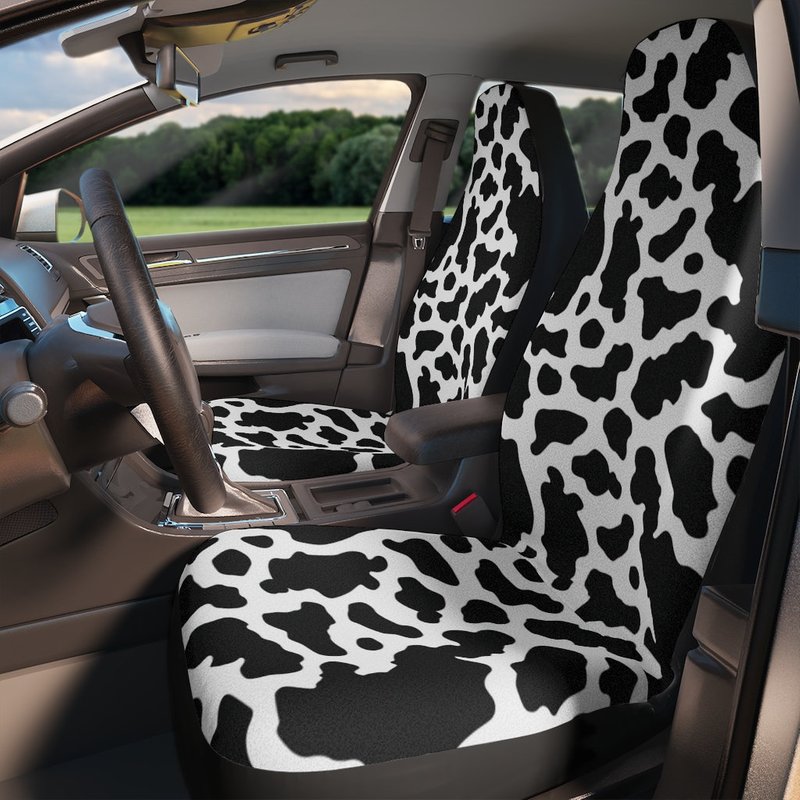 Black And White Cow Print Car Seat Covers, Funny Animal Farm Car Seat Covers — Housses de siège de voiture