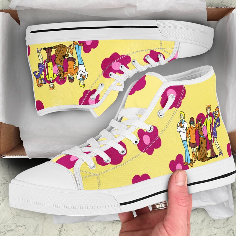 Scooby Doo, Flower Power, Cartoon High Top Sneakers — Chaussures décontractées pour hommes