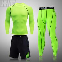 Men Compression Sportswear Suits Gym Tights Training Clothing Training Sports Solid Color Thermal Underwear Set Running