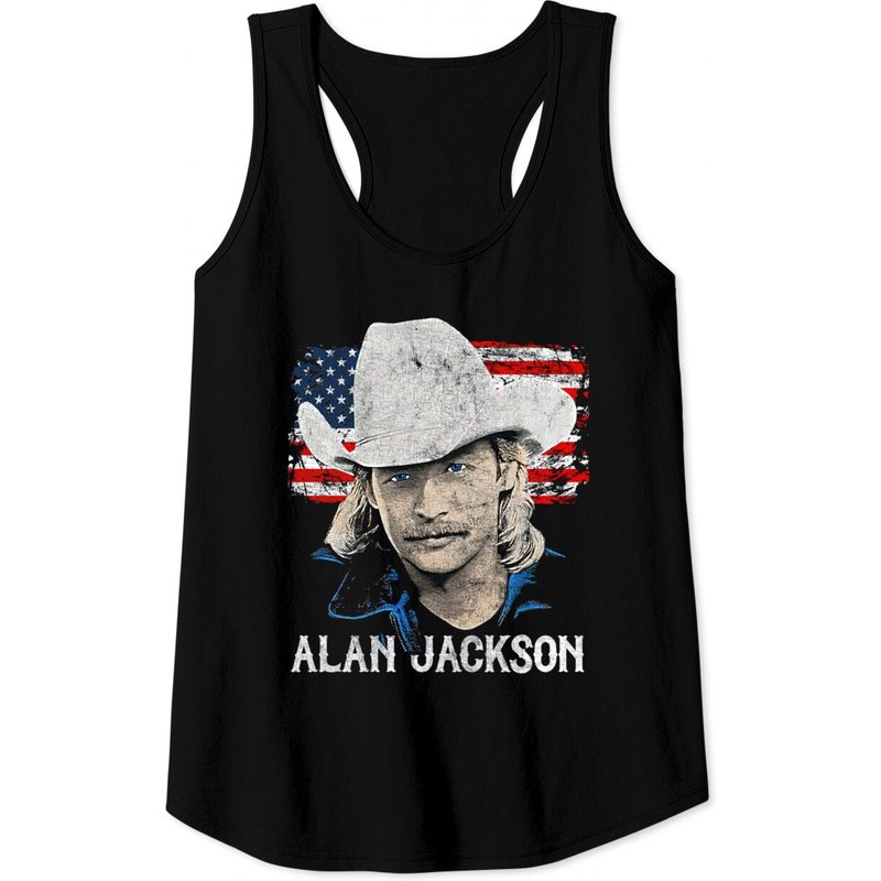 Alan Jackson Vintage Faded 90s Style Fan Tank Tops