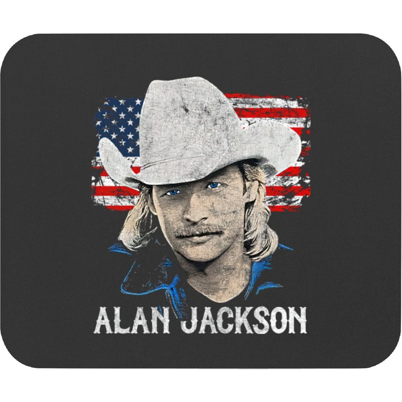 Alan Jackson Vintage Faded 90s Style Fan Mouse Pads — Mouse Pads & Desk Mats