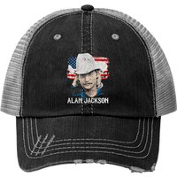 Alan Jackson Vintage Faded 90s Style Fan Print Trucker Hats — Casquette de baseball