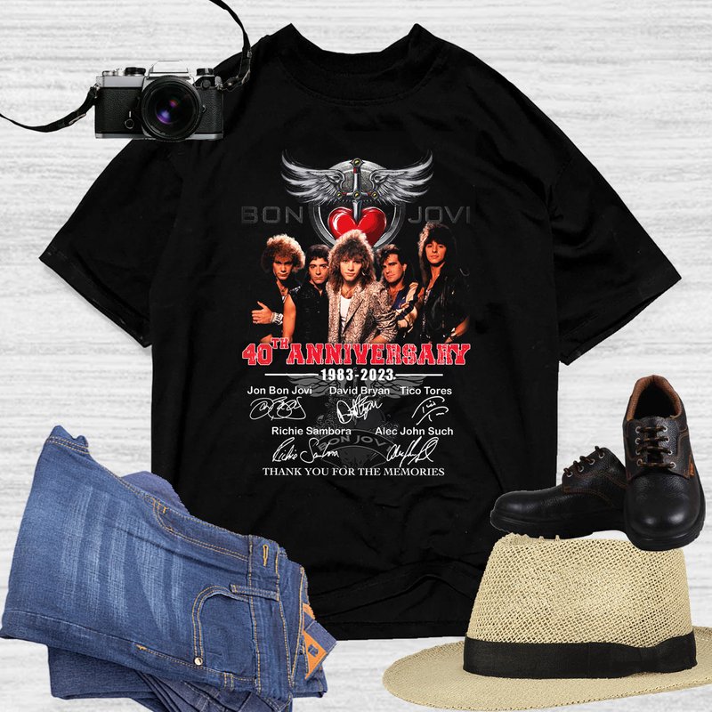 Bon Jovi 40th Anniversary 1983-2023 Signature T-shirt, Bon Jovi Shirt Gift For Fan