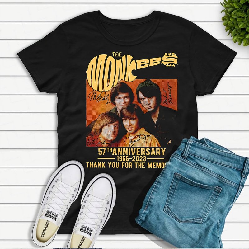 Vintage The Monkees 57th Anniversary 1966-2023 T-shirt, The Monkees Shirt Fan Gifts — Mens T Shirts