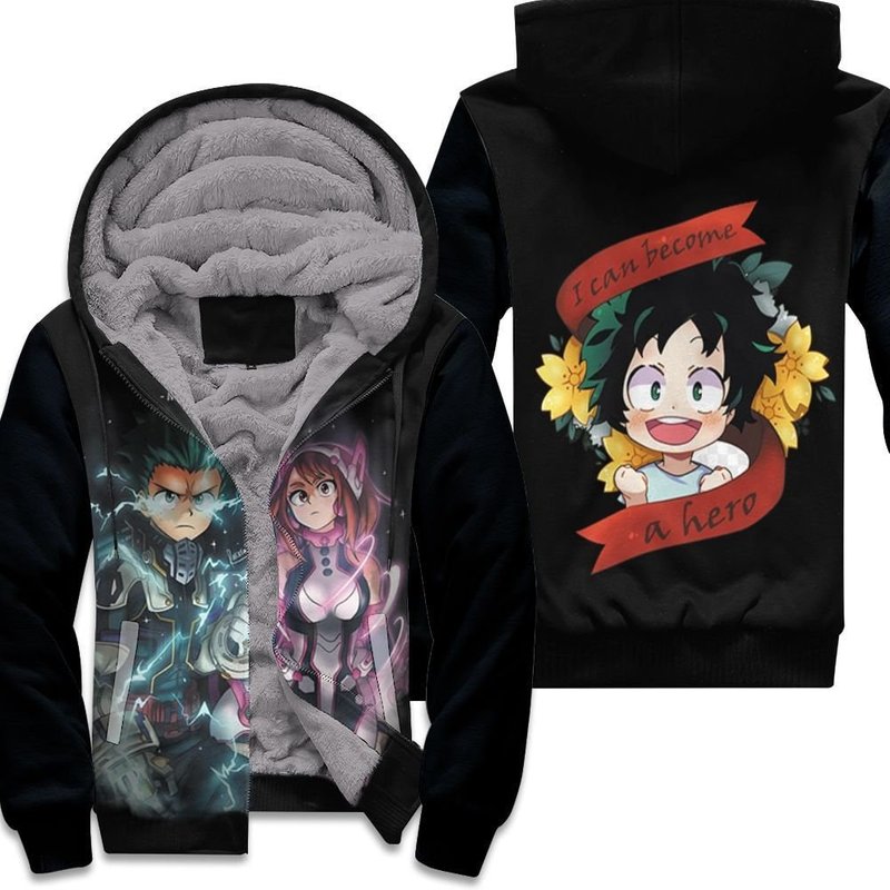 My Hero Academia Ochako Uraraka Midoriya Izuku In Fighting Suits Unisex Fleece Hoodie