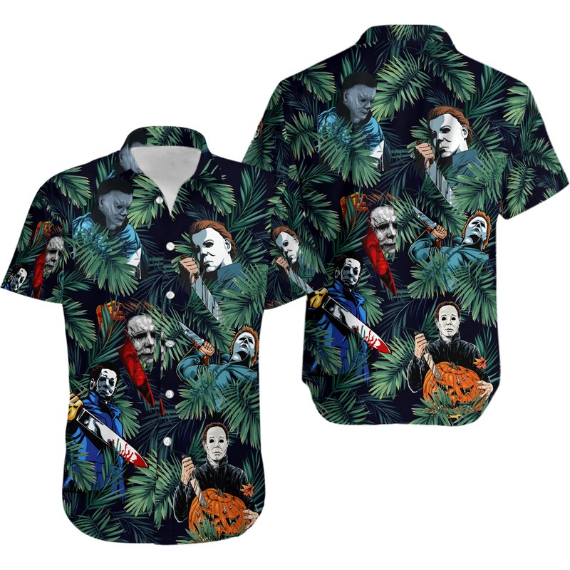 Micheal Myers Hawaii Shirt, Micheal Myers Shirt, Horror Summer Shirt — Chemises décontractées pour hommes