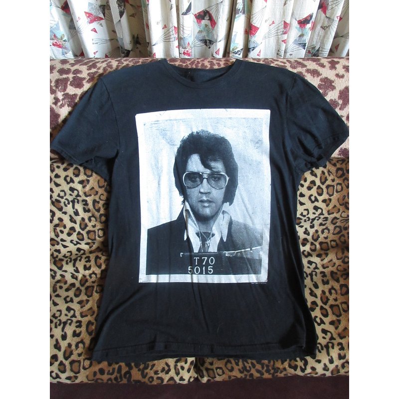 1990s Officially Licenced Screeenprinted Elvis Presleys Mug Shot T-shirt — T-shirts pour hommes