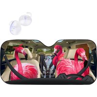 Flamingo Family Driving Car Auto Sunshade For Car, Cute Windshield Sunshade