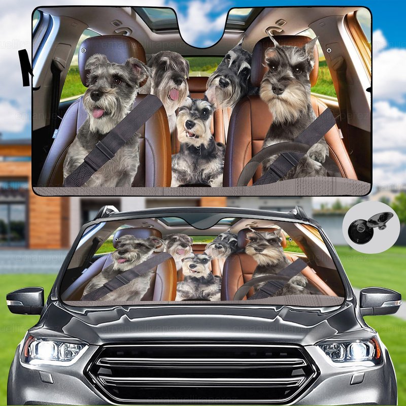 Schnauzer Car Sunshade Decoration — Pare-soleil de voiture