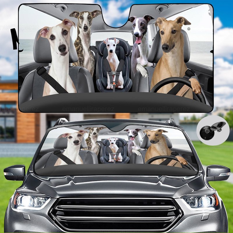 Greyhound Car Sunshade, Dog Car Decoration, Greyhound Gift, Auto Sun Shade — Car Sun Shade