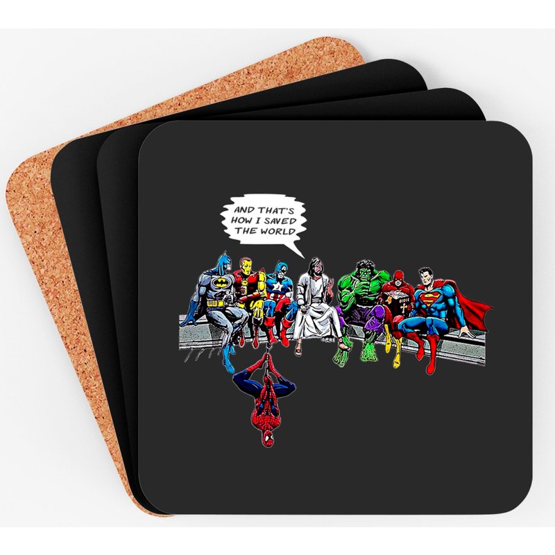 Jesus And Superheroes Thats How I Saved The World Funny Coasters