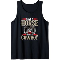 Save A Horse And Ride A Cowboy Funny Western Country Riding Tank Top — Mens T Shirts