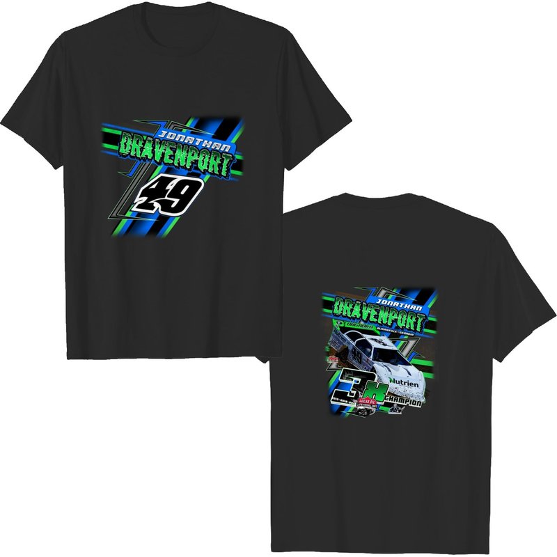 Jonathan Davenport Late Model Dirt Track Blue Racing Graphic T-shirt — T-shirts pour hommes