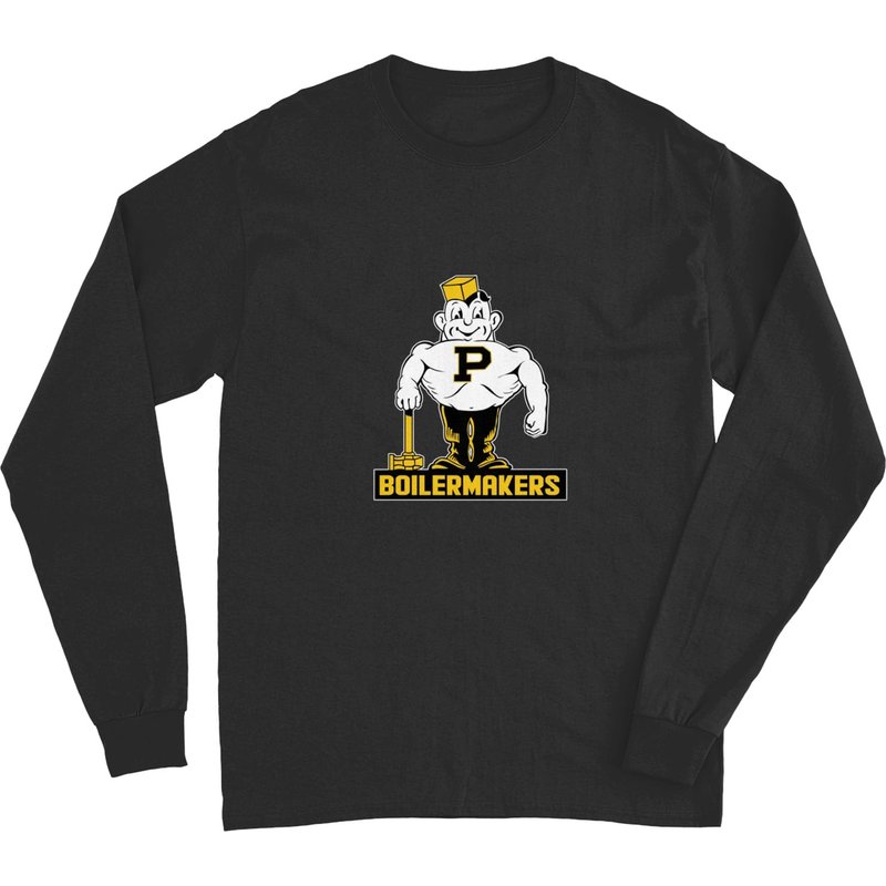 Vintage Boilermaker Mascot - Purdue - Long Sleeves — T-shirts pour hommes
