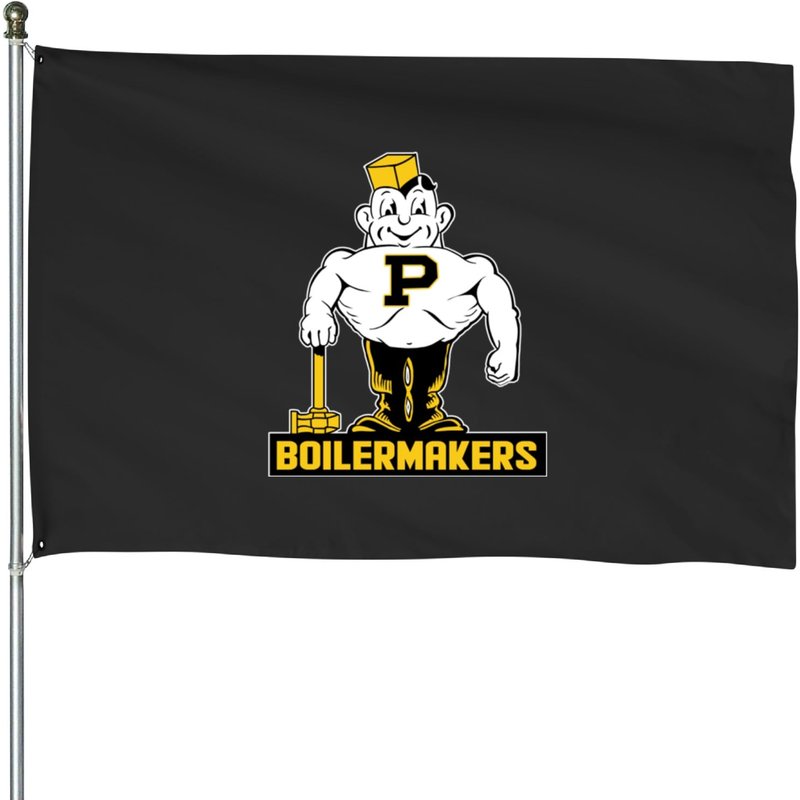 Vintage Boilermaker Mascot - Purdue - House Flags — Drapeaux décoratifs