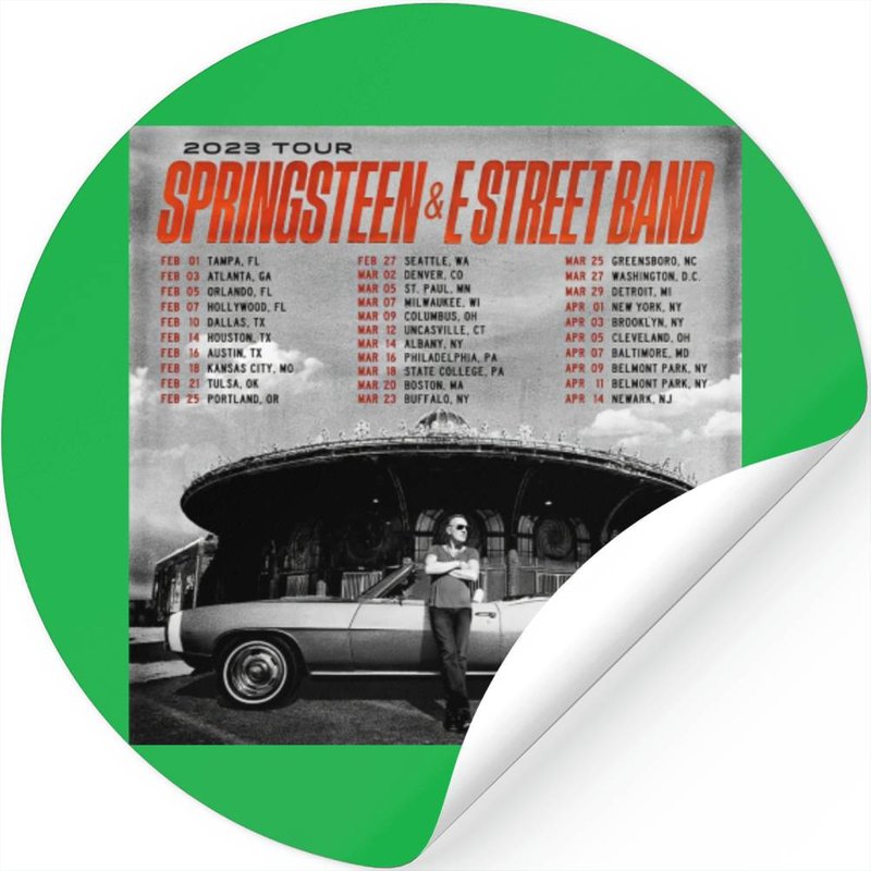 Bruce Springsteen 2023 Tour Stickers, Springsteen N E Street Band Tour Stickers — Autocollants et stickers
