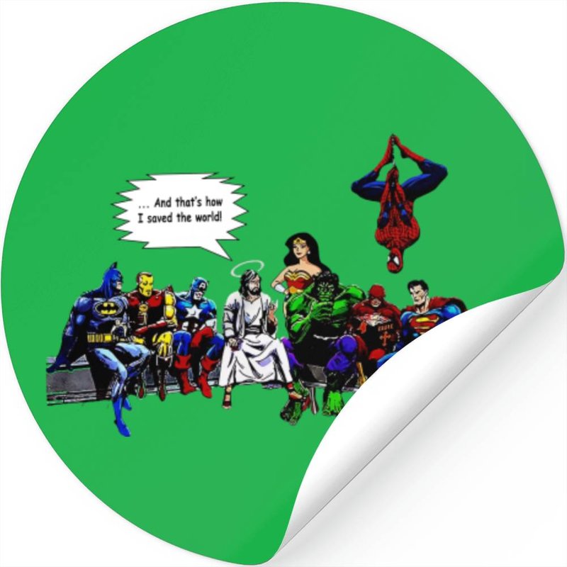 Jesus Superheroes And That's How I Saved The World Stickers — Stickers & Decals