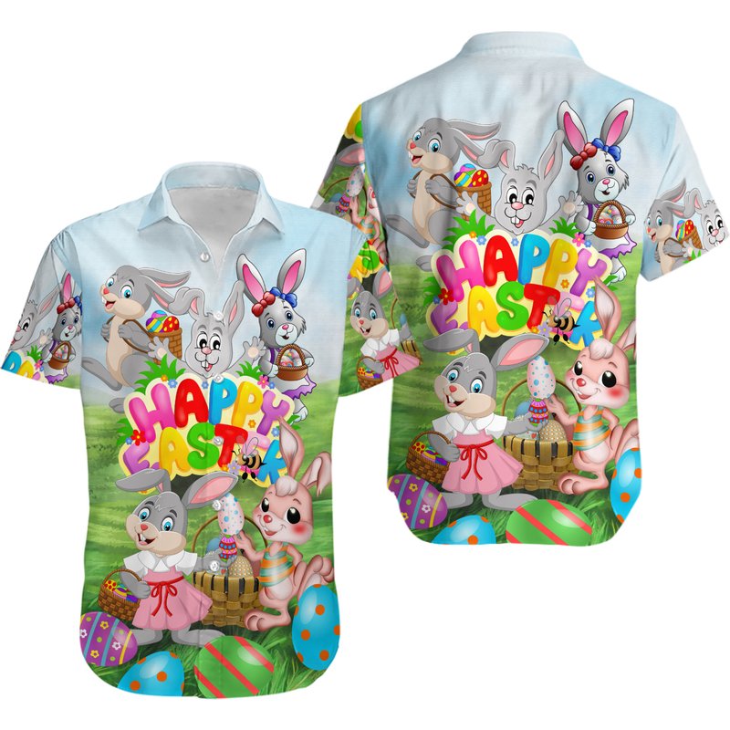 Funny Easter Bunny Hawaiian Shirt — Chemises décontractées pour hommes