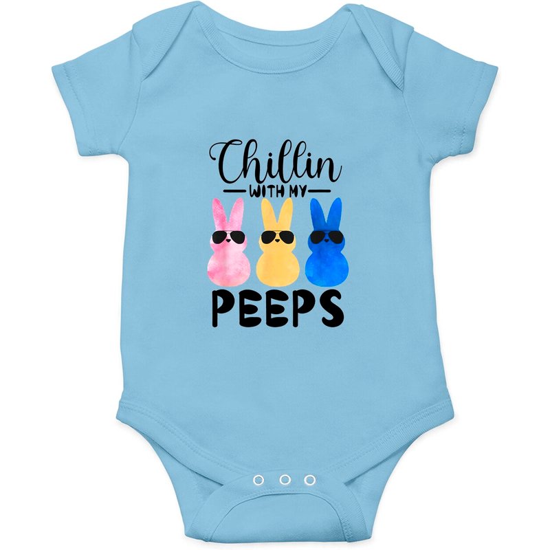 Funny Chillin With My Peeps Easter Bunny Hangin With Peeps Onesies — Bodys bébé