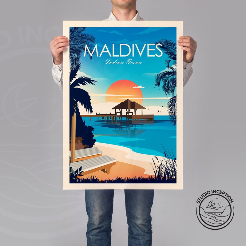 Maldives Travel Poster Art — Affiches et impressions
