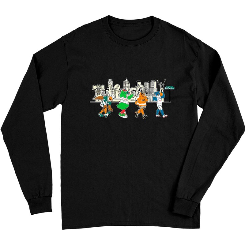 Philadelphia Mascots Philly Skyline Graphic Long Sleeves — T-shirts pour hommes