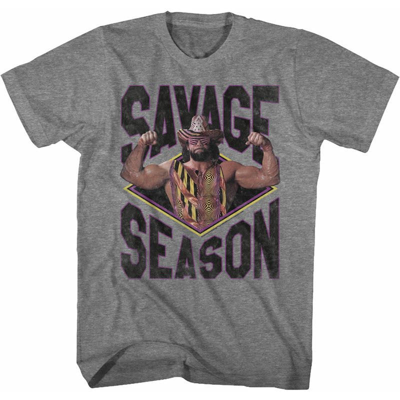Macho Man Savage Season Graphite Heather Adult T-shirt — T-shirts pour hommes