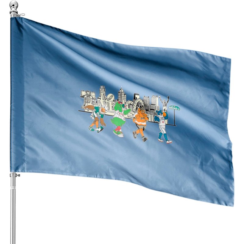Philadelphia Mascots Philly Skyline Graphic House Flags — Drapeaux décoratifs