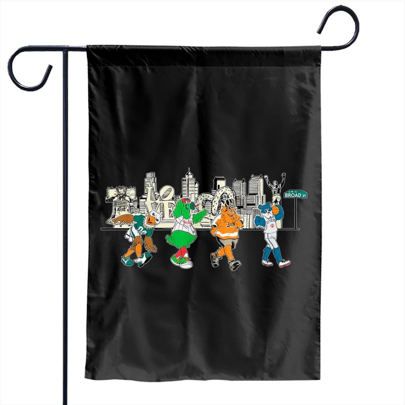 Philadelphia Mascots Philly Skyline Graphic Garden Flags — Drapeaux décoratifs