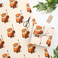 Starwars Wrapping Paper. Gift Wrap Of Ewoks. Baby Ewoks Birthday Party — Papier cadeau et fêtes