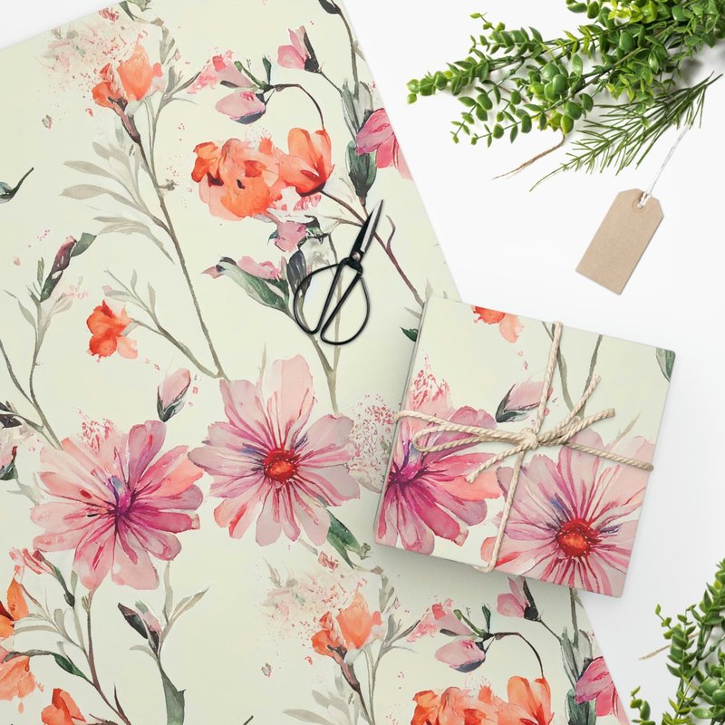 Floral Baby Shower Wrapping Paper Roll — Papier cadeau et fêtes