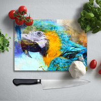 Parrot Glass Cutting Board, Glass Chopping Board, Kitchen Decor