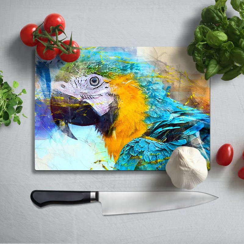 Parrot Glass Cutting Board, Glass Chopping Board, Kitchen Decor — Gadgets de cuisine