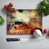Abstract Glass Cutting Board, Glass Chopping Board, Kitchen Decor