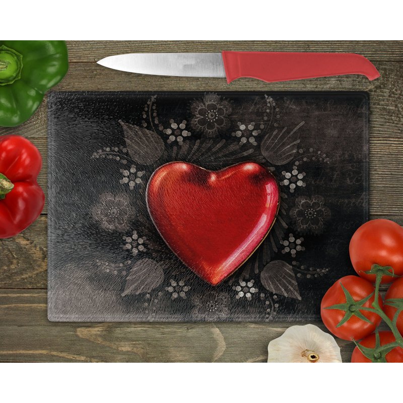 Black Heart Art Glass Cutting Board — Gadgets de cuisine
