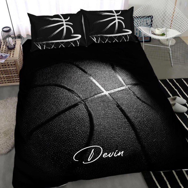Black Basketball Personalized Custom Name Bedding Sets — Housses de couette