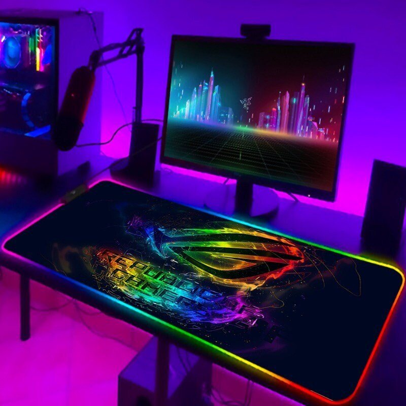 Rog Strix Rgb Gaming Mouse Pad For Gamer, Gamig Rog Strix Rgb Led Gaming Desk Mat — Tapis de souris et sous-mains
