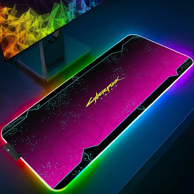 Cyberpunk Rgb Gaming Mouse Pad,cyberpunk Edgerunner Led Gaming Desk Mat — Tapis de souris et sous-mains