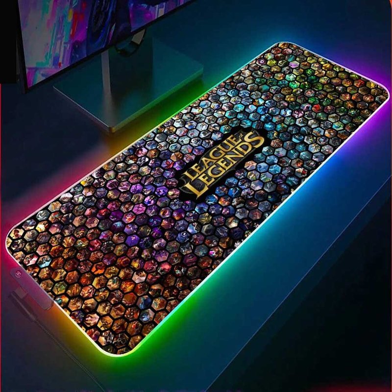 League Of Legends Rgb Gaming Mouse Pad With Led Lights — Tapis de souris et sous-mains