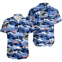 Natural Light Hawaiian Sea Island Pattern Hawaiian Shirt, Hawaii Beer Loves Shirt — Mens Casual Shirts