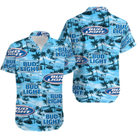 Bud Light Hawaiian Sea Island Pattern Hawaiian Shirt, Hawaii Beer Loves Shirt