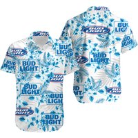 Bud Light Hawaiian Flowers Pattern Shirt — Chemises décontractées pour hommes