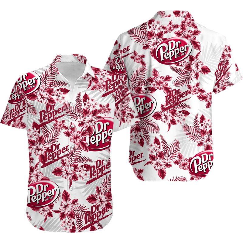 Dr.pepper Hawaiian Flowers Pattern Shirt — Mens Casual Shirts