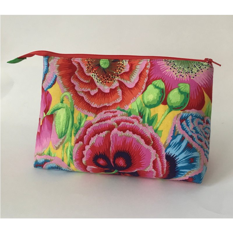Colorful Kaffe Fassett Multicolored Flowers Cotton Fabric Cosmetic Bag — Organisateur de maquillage