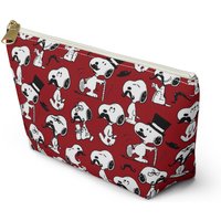 Snoopy's Mustache On Red Cotton Fabric Cosmetic Bag
